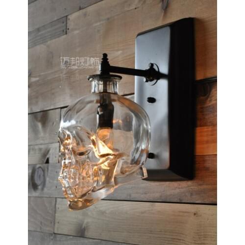 Loft nordic industrial designer retro skull glass bottle wall lamp corridor lamp