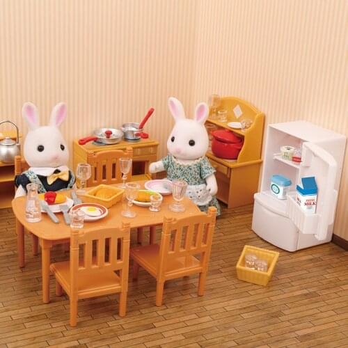 Dollhouse Furniture Forest Animal Family Villa 1:12 Furniture for Dolls Toy Rabbit Forest Mini Bedroom Bathroom Set DIY Girls