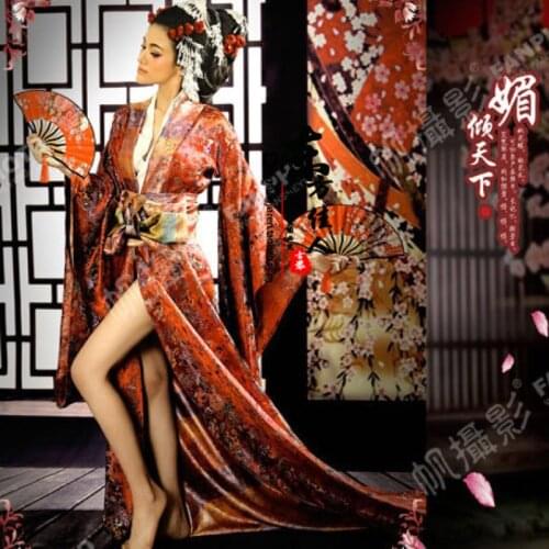 Mei Qing Tian Xia Sexy Japanese Geisha Kimono for Performance or Thematic Photography Costume Hanfu for Women