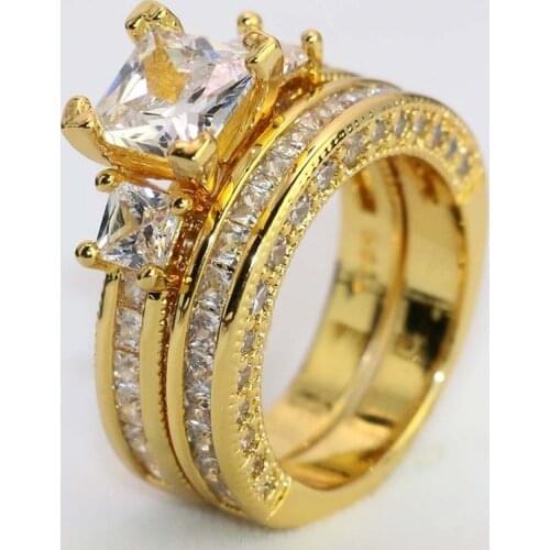 Fashion Crystal Rhinestones Ring Set For Women Accessories Jewelry Bridal Wedding Jewelry Gift Statement Women Rings