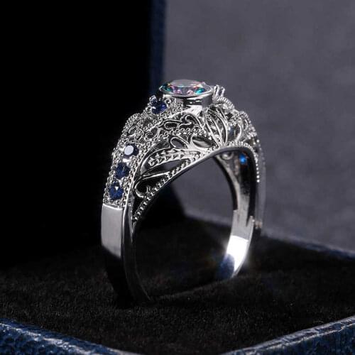 Bridal Set Elegant rings for Women Sliver Color Wedding Engagement fashion Jewelry With Full Shiny Zircon female ring Size 6-10