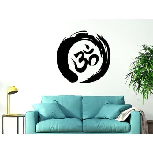 Zen Om Sign Buddha Wall Decal Circle Indian God Buddhism Wall Stickers For Yoga Studio Home Meditation Decor Art Mural DIYSYY842