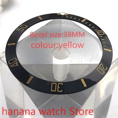 Bliger brand new high-quality hot-selling 38mm pearl rotating watch bezel yellow suitable for 40mm self-winding mens watch