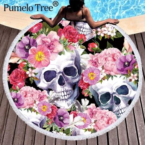 3D Sugar Skull Printed Beach Towel With Tassel Microfiber Large Bath Towel Boho Summer Yoga Mat Throw Blanket Toalha De Praia