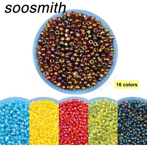 Approx.1000pcs 2mm Plating Corolful Round Hole Czech Seed Glass Beads Loose Spacer Beads for DIY Clothes Bags sew Handmade