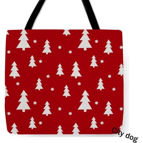 Christmas tree Bags Custom Linen waterproof Bag Text Print Your Design Groceries Daily Use Reusable Travel Casual Shopping Bag