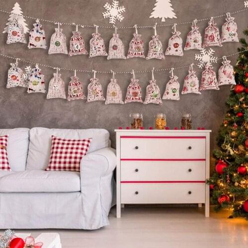 24/31 Days Christmas Advent Calendar Gift Bag DIY Felt Countdown Calendar Garland Date New Year Christmas Decoration