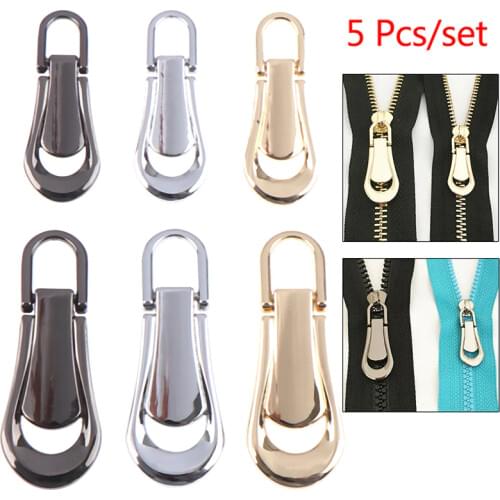 New 5PCS Metal Zipper Head Zip Puller Detachable Zipper Repair Kits DIY Handmade Craft Quilting Clothing Bags Supplies 3# 5