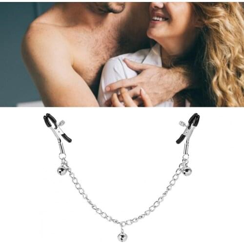 OLO Female Breast Clip Bell Chain Flirting Chrome Plating Stimulate Nipple Clamps Chain Clip Massage Adult Bondage Training Toys