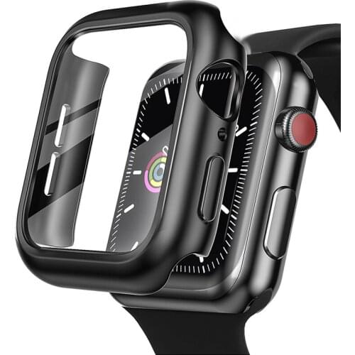 Glass+cover For Apple Watch case 44mm 40mm iWatch 42mm 38mm Screen Protector Accessories for applewatch series 5 4 3 6 2 1 Se