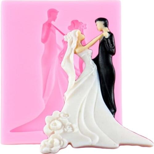 Wedding Bride Groom Shaped Silicone Fondant Mold Chocolate Sugar Craft Candy Cake Decorating Tools Polymer Clay molds