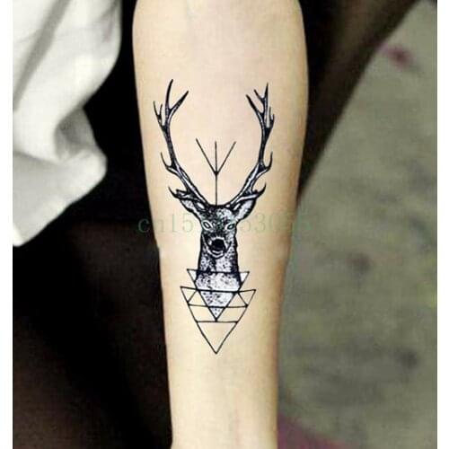 Waterproof Temporary Tattoo Sticker elk head deer bucks horn antlers henna tatto flash tatoo fake tattoos for men women 4
