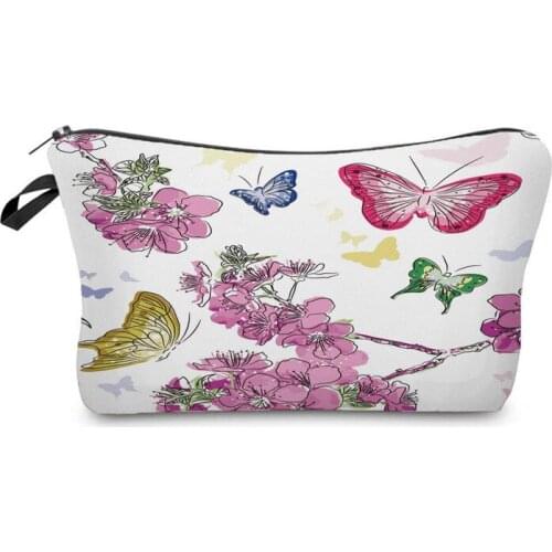 Peach Blossom Cosmetics Organizer Bag New Fashion Butterfly Womens Makeup Bag Storage Bags for Women Trip Mini Toiletry Bags