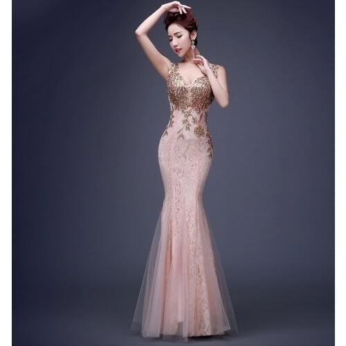 Fashion Wedding Party Cheongsam Mermaid Evening Dress Chinese Style Women Elegant Qipao Sexy Fishtail dress Vestido S-3XL