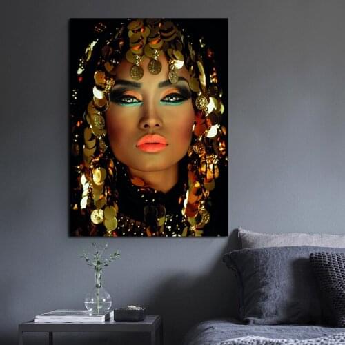 Golden Portrait Posters and Prints Canvas Painting Africa Style Canvas Painting Decorative Wall Art Picture for Hoom Decor