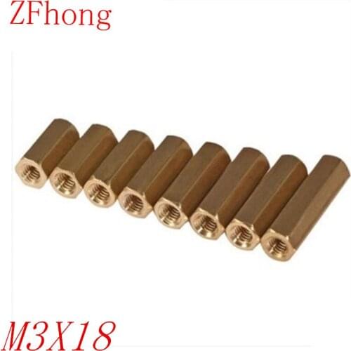 100PCS M3 Brass Hex Standoff M3 x 18 M3*18 Female to female Brass spacer standoff