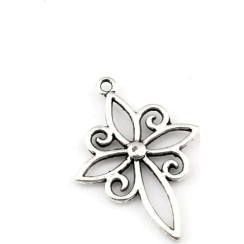100Pcs Petal Cross Pendants Zinc Alloy Fashion Jewelry DIY Fit Pendants Necklace 29.5x41.1mm A-597