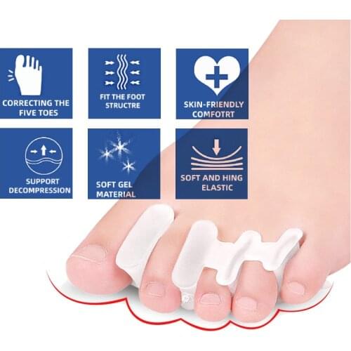 2pcs=1pair Foot Clip Hallux Valgus Gel Insole Silicone Toe Separator Correction Overlapping Tools Orthopedic Pads Hot Sale
