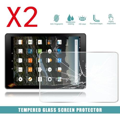 2Pcs Tablet Tempered Glass Screen Protector Cover for Amazon Fire HD 10 (2015) with Alexa Anti-Scratch Explosion-Proof Screen
