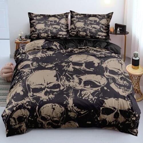 3D Custom Design Skull Comforter Cases Pillowships Set Quilt Covers Beddings Full King Queen Double Twin Size Black Bedding Sets