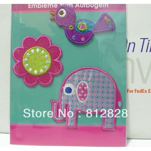 5sets 3pcs/Sets Birds Elephants Iron On Patches Appliques