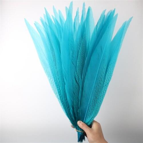 50pcs/lot Blue Silver Pheasant Tail Feathers For Crafts Wedding Costume Feathers silver chicken feathers Plumes