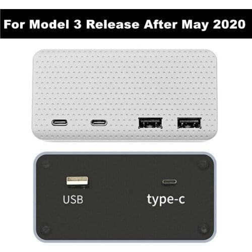 For Tesla Model 3 2020 Accessories Type C USB Transfer Splitter Hub Docking Box Phone Charger