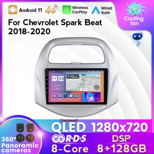 MEKEDE 2 DIN 6+128G Android 11 Car Radio Multimedia Player for Chevrolet Spark Beat 2018-2020 GPS Navigation WIFI Carplay AUTO