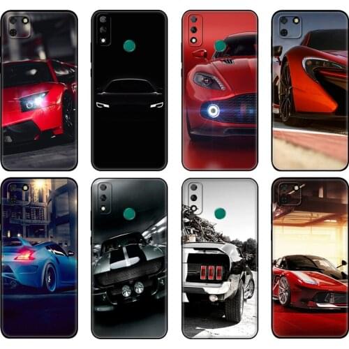 Black tpu Case For Huawei Y9S Y6S Y8S Y5P Y7P Y8P Case For Huawei Y5 lite Prime 2018 Y6 2019 Cover Sports Cars Male Men