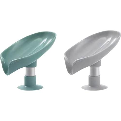 Leaf Shape Soap Holder Bathroom Shower Storage Box Suction Cup Punch-free Storage Basket Dish Plate Tray Kitchen Bathroom Tools