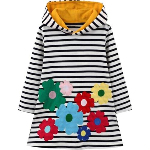 Girls Hooded Dress Striped Autumn Winter Kids Dresses for Girls Clothes Baby Girl Hoodies Princess Dress Toddler Clothing