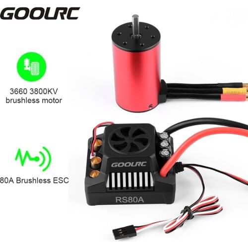 For 1/10 RC Car Crawler Truck GoolRC 3660 3800KV Brushless Motor 80A ESC Brushless Electronic Speed Controller 6V/3A BEC