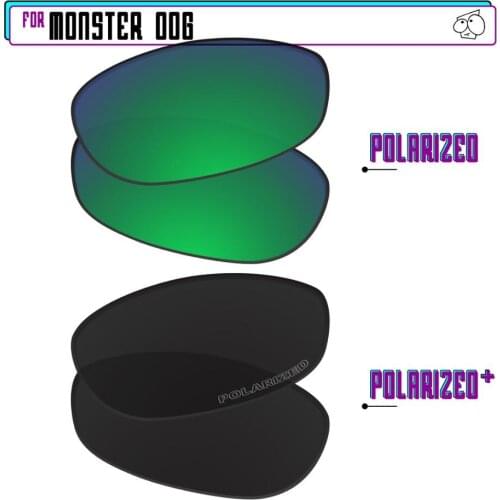 EZReplace Polarized Replacement Lenses for - Oakley Monster Dog Sunglasses - Black P Plus-Green P