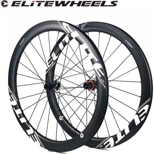 ELITEWHEELS Road Disc Carbon Wheelset 700c 50mm Rim Depth 19.5mm Width Compatible Tubeless Racing Wheel RATCHET SYSTEM 36T Hub