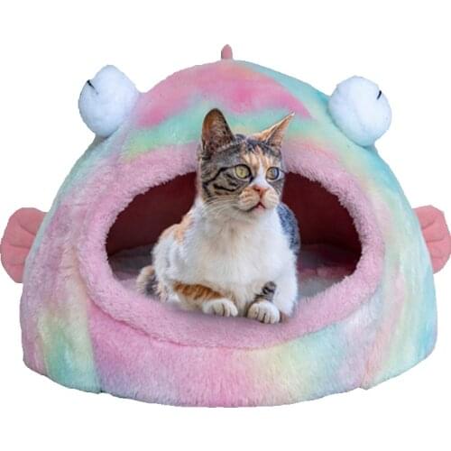 Pet Creative Soft Bed for Cats Plush Cat Cave House Foldable Pet Sleeping Bag Collapsible Dog Bed Cute Kitty Mat Cat Accessories