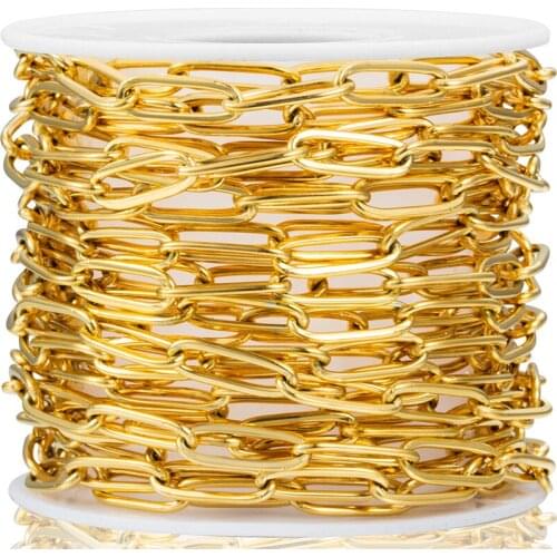 1M Gold Stainless Steel Metal Cable Link Chain Flat Oval Chains For Jewelry Making DIY Necklaces Bracelets Findings Wholesale