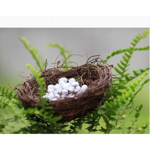 1PC Micro Fairy Garden Decoration Miniature Figurine Toys Crafts DIY Accessories Artificial Birds Nest Simulation Eggs KS 041