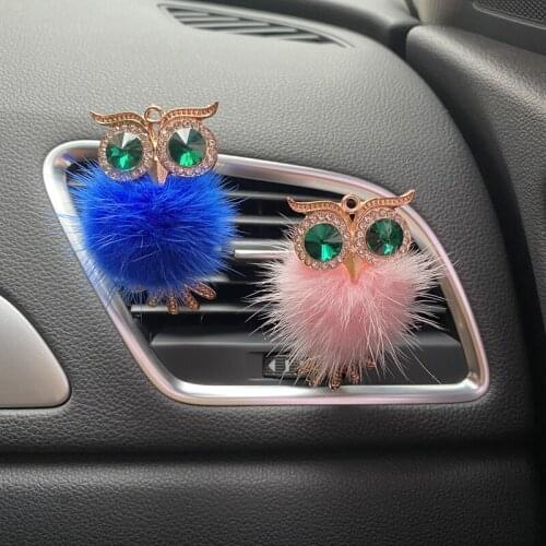 Fashionable metal Plush owl modeling car perfume accessories diamond, owl car perfume