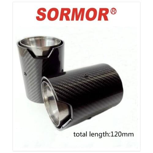 High 120 exhaust tip for B M W Muffler Pipes with black mirror polishing stainless steel and glossy carbon fiber universal