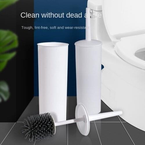 New Simple Cleaning Brush Set Toilet No Dead Corner Soft Hair Minimalist Style Brush Round Bucket Long Toilet Brush