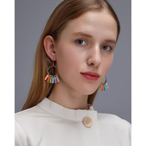 New fashion Seven Chakra Color Stone Tassel Earrings For Women girl Accessories jewelry wholesale