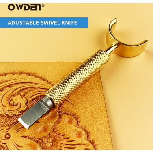 OWDEN Leather Adjustable Swivel Knife Golden Professional DIY Cutting Tool for Carving