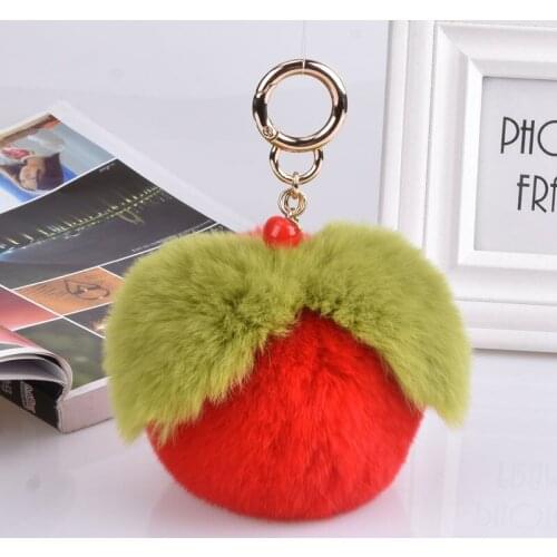 Pom Pom Real Rex Rabbit Fur Keychain Cute Pink Key Chains for Women Fluffy Pompom Keyring Trinket Girl Bag Charms