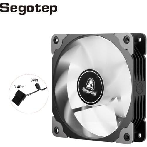 Segotep 3Pin+4Pin 120mm Computer Case Fan Silent 12CM Fan CPU Cooling Quiet PC Cooler Fan Case Fans 12V DC Adjust Fan Speed