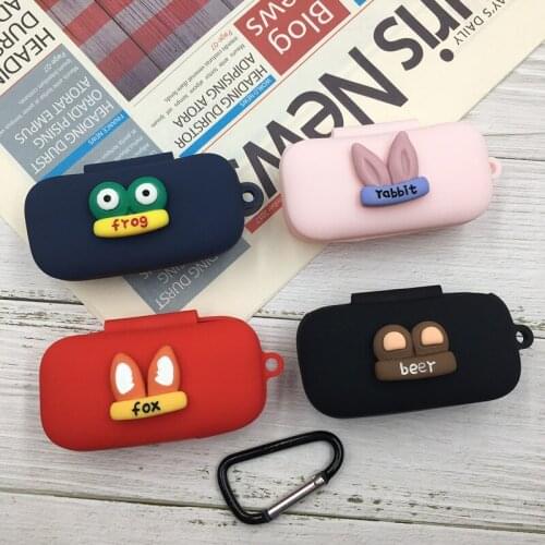 Cute Silicone Case for QCY T5 T5s Protective Case Wireless Bluetooth Earphone Portable Headset Cover with Anti Lost Buckle