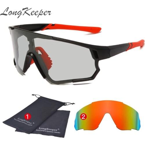 LongKeeper Photochromic Sunglasses Men Oversized Polarized Driving Sun Glasses One Piece Lens Goggle Oculos De Sol Masculino