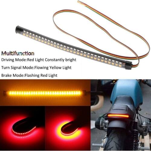 20cm Motorcycle Light Bar Strip Tail Brake Stop Turn Signal License Plate Light Integrated Flashing DRL Lamp Red Amber Color