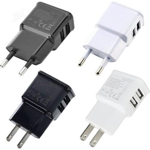 5V1A Black and White EU US Plug 2 Usb Charger Mobile phone Fast Charger for iPhone for Android for Huawei for Samsung charger