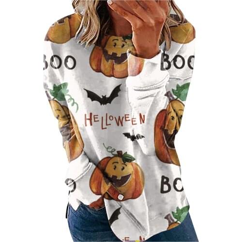 Winter Halloween Woman Long Sleeve Oversized T Shirt Winter Tops Fashion T-shirts Women 2021 Vintage Clothes Blusa Feminina