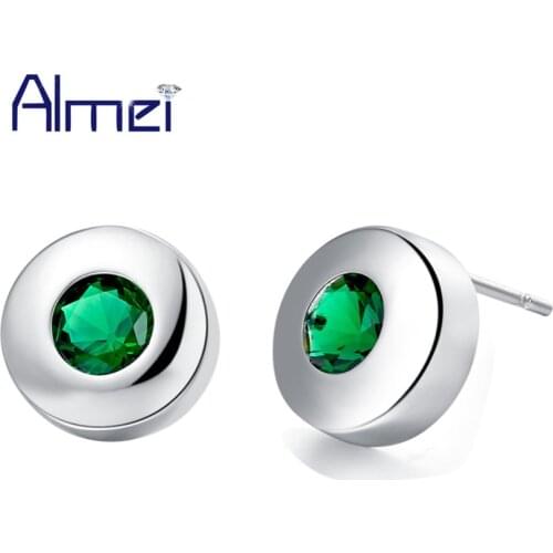 Almei 15%Off Women Earrings Green CZ Zircon Jewelry Cheap Fashion Jewellery Aretes Moda Korean Earring Aretes De Mujer R706